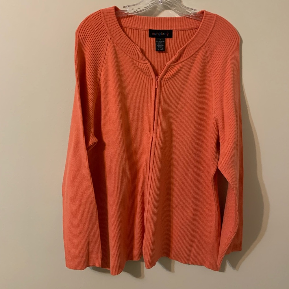 MULTIPLICITY Sweater, zip front closure, size  1X